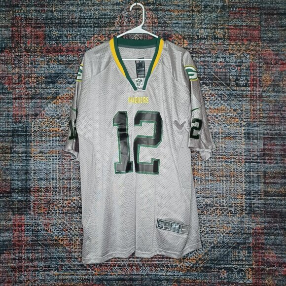 Nike mens gray Aaron Rodgers Green Bay Packers OnField sewn NFL jersey 52 EUC - Picture 1 of 11
